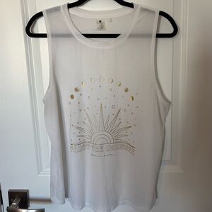 Spiritual Gangster White Muscle Tee with Gold Design